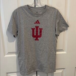 Adidas Heather Gray Tee with IU Crimson Logo